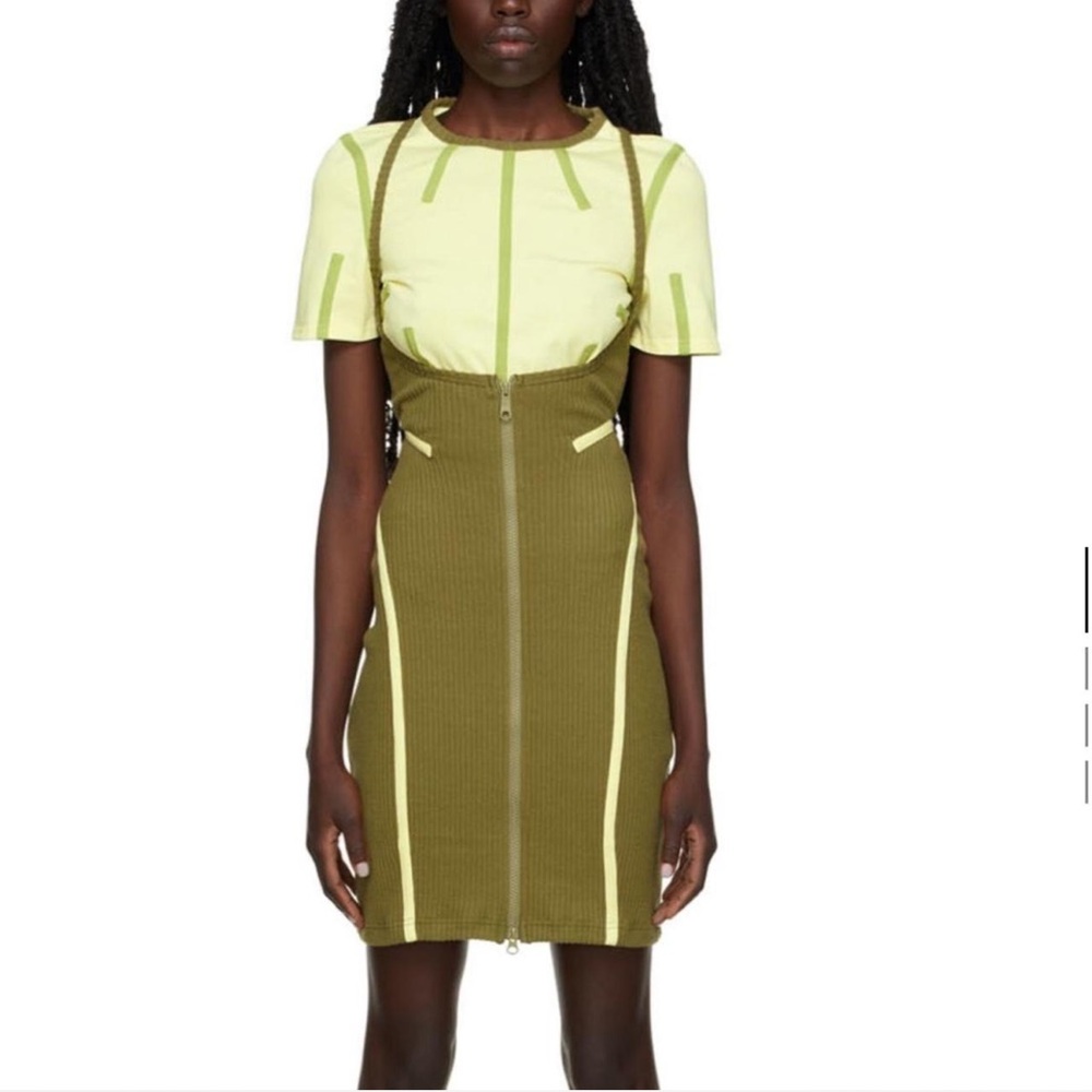 Eckhaus Latta Khaki and Yellow Gemini Short Mini Dress